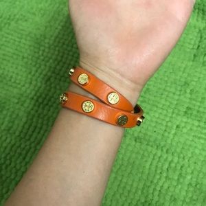 Tory Burch Leather Bracelet- orange